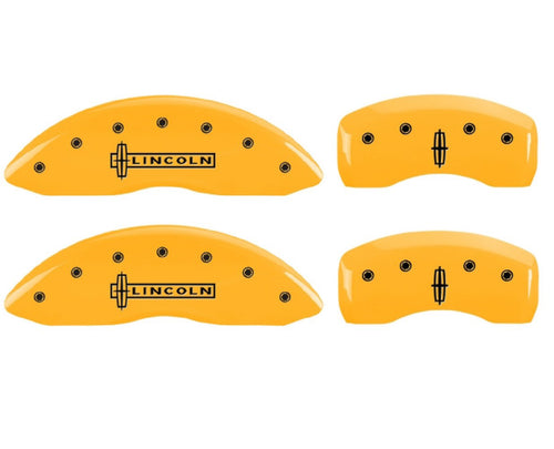 MGP Caliper Covers Yellow Powder Coat Finish 36023SLC1YL Black Characters Disc Brake Caliper Cover, Set of 4
