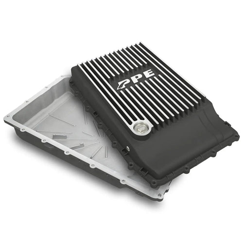 Heavy-Duty Cast Aluminum Shallow Transmission Pan (Brushed) Pacific Performance Engineering 328053210 Compatible with Ford 2017+ F150, 2019+ Ranger and 2018+ Mustang with 10R80 Transmission