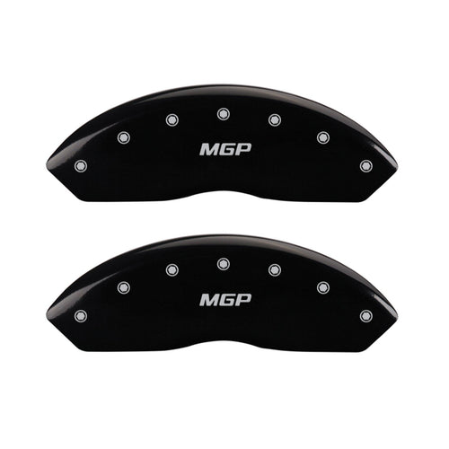 Caliper Covers MGP 49011SMGPBK (Black Powder Coat Finish, Engraved Front and Rear: MGP, Silver Characters, Set of 4)