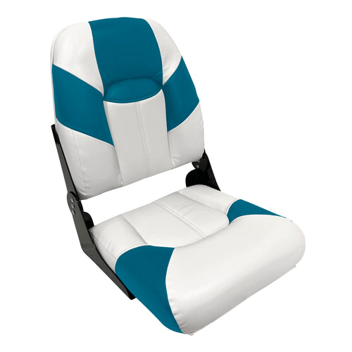 Baja Series Wise High Back Boat Seat, Brite White/Teal 1461-0033
