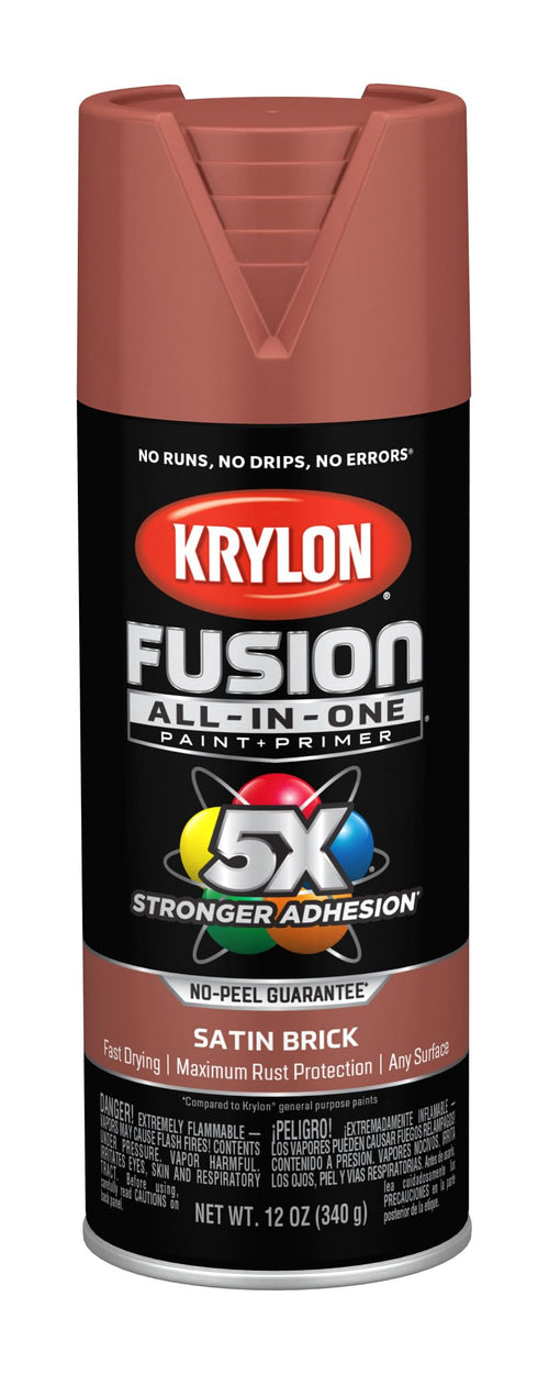 Fusion Krylon All-In-One Adhesive Spray Paint for Indoor/Outdoor Use, 12 oz, Brick