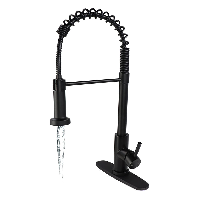 Kitchen Sink Faucet Empire Faucet - Black Brushed Nickel Pull Down Sprayer and Optional Deck Plate