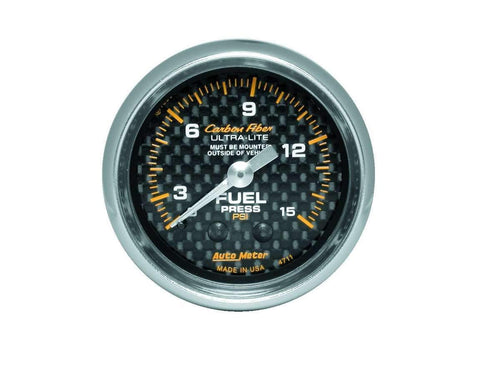 Auto Meter Carbon Fiber 4711 Mechanical Fuel Pressure Gauge