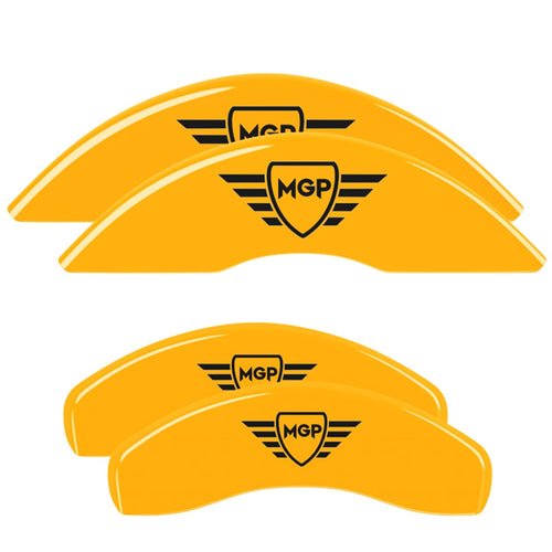 Brake Caliper Covers MGP for 2019-2025 RAM 1500 (Requires 18"+ Wheels or Larger) Engraved MGP Logo, Yellow Powder-Coated Finish, Aluminum Front and Rear Caliper Covers (Set of 4)