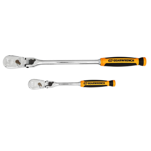 2 Pc. GEARWRENCH 1/4" & 3/8" Drive 90 Tooth Dual Material Locking Flex Head Teardrop Ratchet Set - 81275T