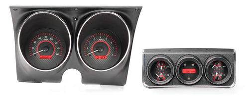 Dakota Digital VHX-67C-CAC-C-R Gauge System Compatible with 1967 Chevy Camaro/Firebird with Console Gauge Kit Carbon Fiber Red Backlighting