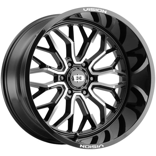 402 RIOT Vision Custom Wheel - 18x9, -12 Offset, 6x139.7 Bolt Pattern, 106.2mm Hub - Gloss Black with Machined Face Rim