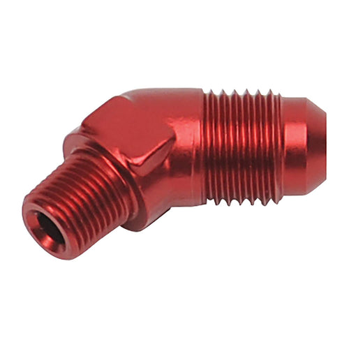 FITTING #6 AN 1/8" NPT MALE X MALE 45 DEG RED
