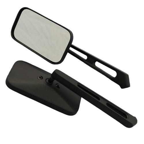 Black Motorcycle CIPA Rectangle Classic Mirror Kit 01943