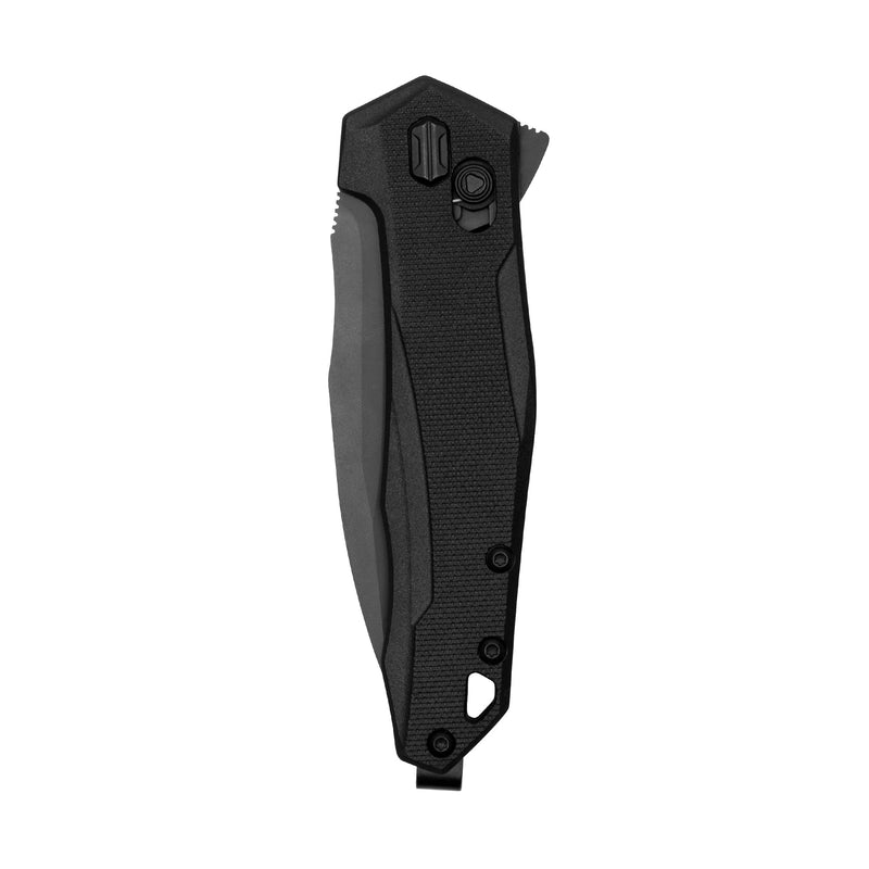 Kershaw Folding Pocket Knife Monitor, 3 Inch Black Blade with D2 Steel, DuraLock Locking Mechanism, Pocketclip
