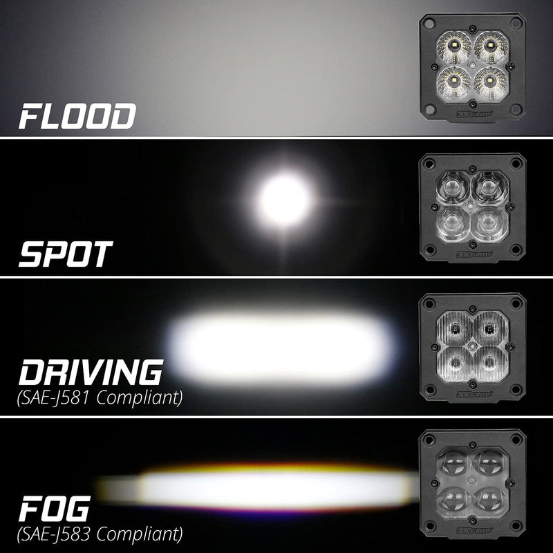 XKGLOW 2PC Flush Mount Cube Light Flood Beam SAE Bluetooth App Control