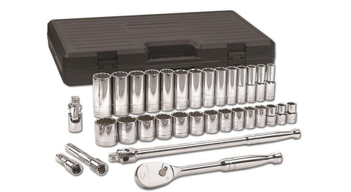 1/2" Drive GEARWRENCH 33 Pc. 12 Pt. Mechanics Tool Set, Standard & Deep, SAE - 80714D