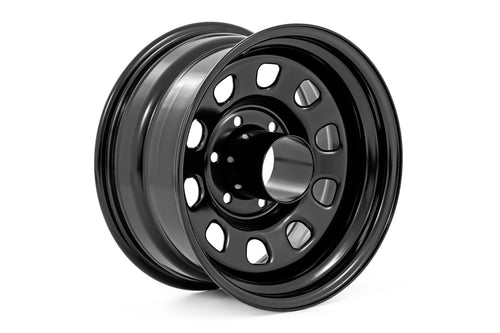 Rough Country Steel Black Wheel - 17x9, 6x135mm Bolt Pattern, +0mm Offset, Black Finish for Jeeps, Truck, SUV, Off-Road