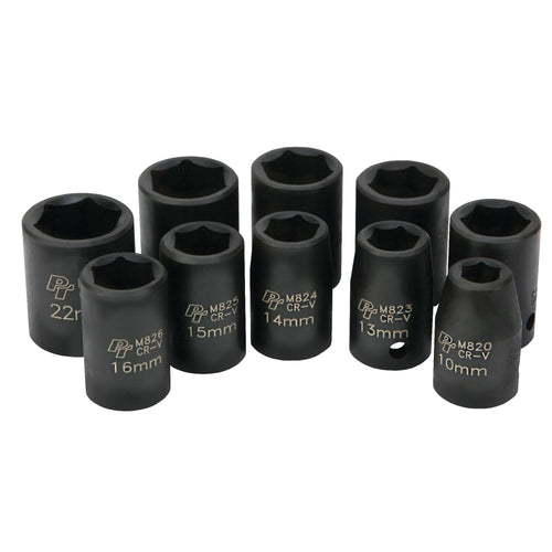 10 Piece Performance Tool M593DB Mechanics 1/2-Inch Drive Metric Impact Socket Set