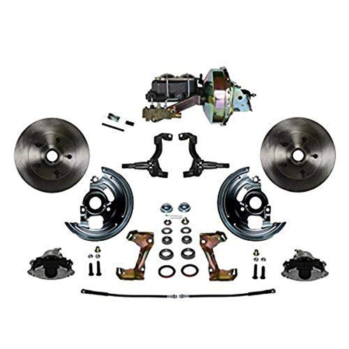 Power LEED BRAKES Front Disc Brake Conversion Kit With 9" Zinc Booster Cast Iron M/C Disc/Drum Side Mount