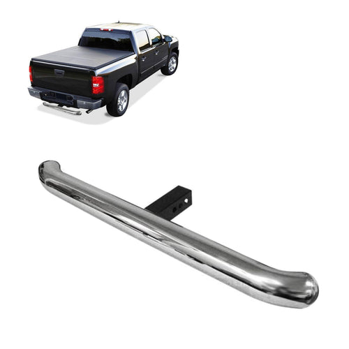 3" Black Horse Tube SS Tow Hitch Step Rear Bumper Guard Compatible with Trucks & SUVs Equipped with 2" Receivers-RBP1000SS