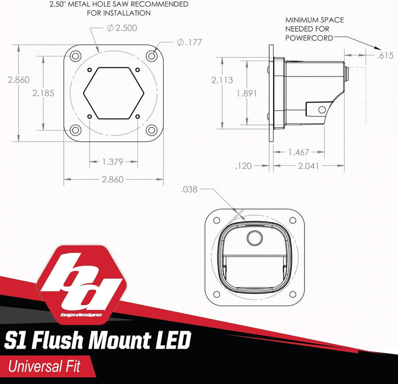 Flush Mount Baja Designs S1 White Auxiliary Light Pod - Marine Grade (Work/Scene)