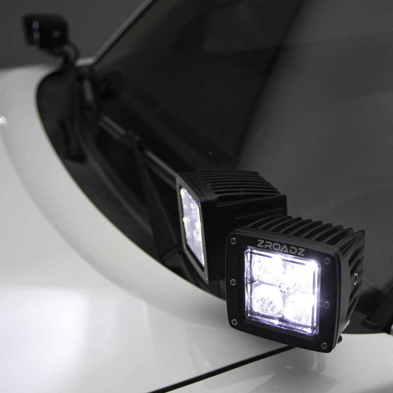 Hood Hinge Adapter Plate ZROADZ to mount (4) 3 Inch LED Pod Lights to Hood Hinge Bracket - PN #Z360002, Black