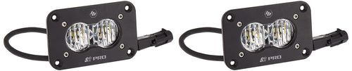 Baja Designs Flush Mount S2 Pro Black LED Auxiliary Light Pod Reverse Kit (Wide Cornering; Clear)