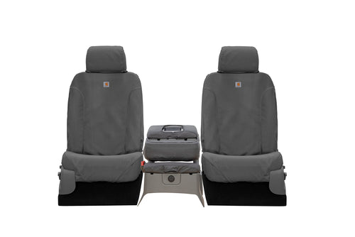 Covercraft Custom Seat Covers Carhartt SeatSaver | Fits 2015-2018 Ford F-150 | 1st Row 40/20/40 Bench Seat, Duck Weave Gravel