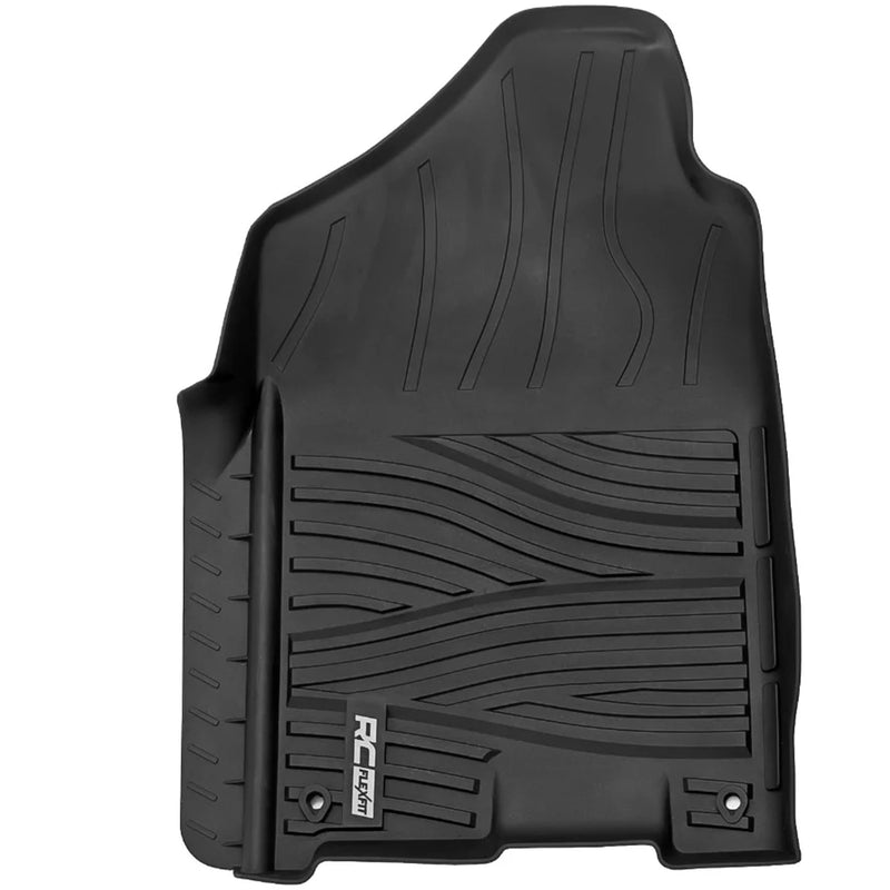 Rough Country Front Flex-Fit Floor Mats for Ram 1500 (2012-2018 & Classic) Crew Cab - Custom All-Weather Non-Slip TPE Liners with Spill Saver Lip