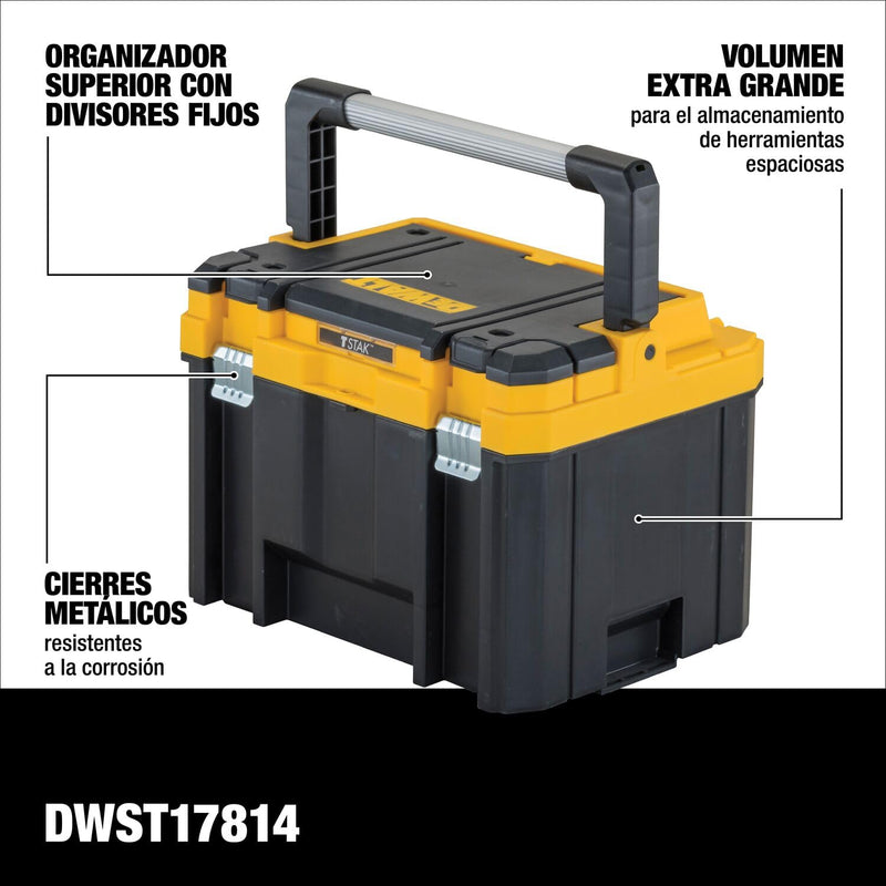 DEWALT Tool Box, TSTAK Deep, Long Handle, Extra Large Design, Fixed Divider for Tool Organization, Water and Debris Resistant (DWST17814)