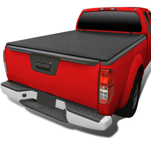 Soft Quad Fold Tonneau Cover Spec-D Tuning Compatible with 2005-2023 Nissan Frontier King Cab 72", 6 FT Long Bed