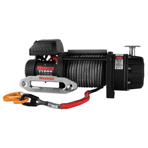 Winches Warrior T1000-100AE Elite Combat Electric Winch with Armortek Synthetic Rope - 10,000 lbs Rated Load Capacity