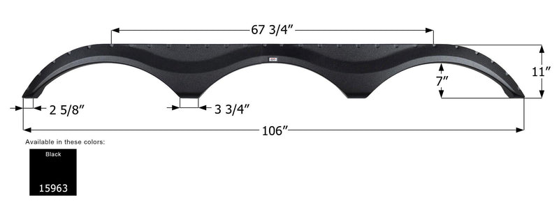 Triple Axle Fender Skirt ICON 15963 for Prime Time - Black