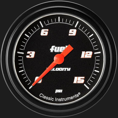Velocity Classic Instruments Black VS345BBLF 2 5/8" Fuel Pressure Gauge 15 PSI Electric