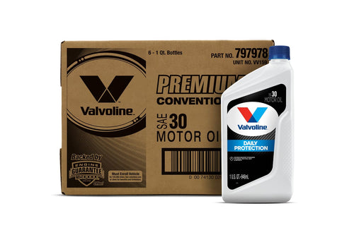 SAE 30 Valvoline Daily Protection Conventional Motor Oil 1 QT, Case of 6