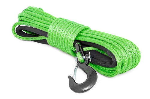 3/8" Rough Country Green Synthetic Winch Rope with Clevis Hook | 85 FT - RS113