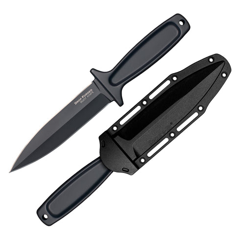 Cold Steel Boot Drop Forged 5" 52100 High-Carbon Steel Spear Point Fixed Blade EDC Concealed Carry Tactical Outdoor Hunting Knife, 4" Ergonomic Handle, Resistant Secure-Ex Sheath