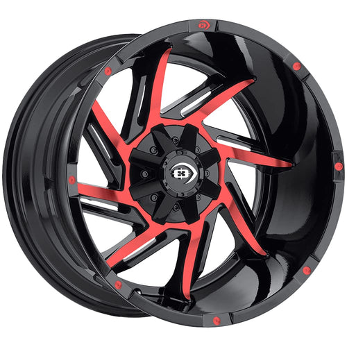 422 Prowler Vision 20x12 5x4.5"/5x5" -51mm Black/Red Wheel Rim 20" Inch 422Z20207BMFR-51