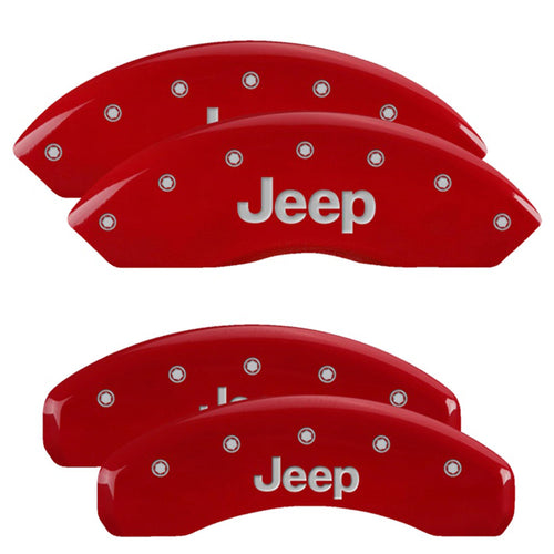 Brake Caliper Covers MGP Compatible with 2018-2025 Jeep Wrangler, 2022 Jeep Wrangler Unlimited (Requires 17"+ Wheels, BRY Brake Code, Solid Rear Rotor) - Engraved JEEP Logo (Set of 4)