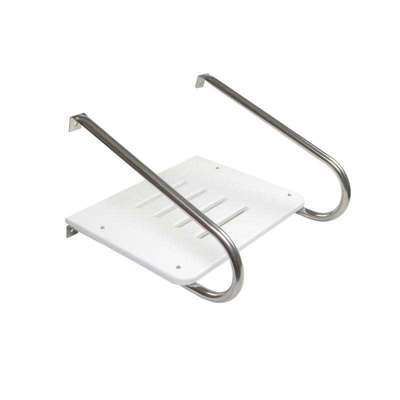 Poly Swim Platform Whitecap for Boats with Outboards - Double Rail, White