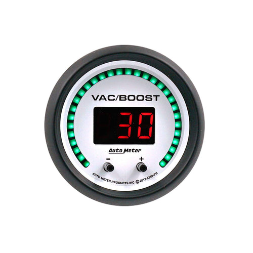 Gauge AutoMeter 6758-PH, Vac/Boost, 2 1/16", Two Channel, Selectable, Phantom Elite Digital