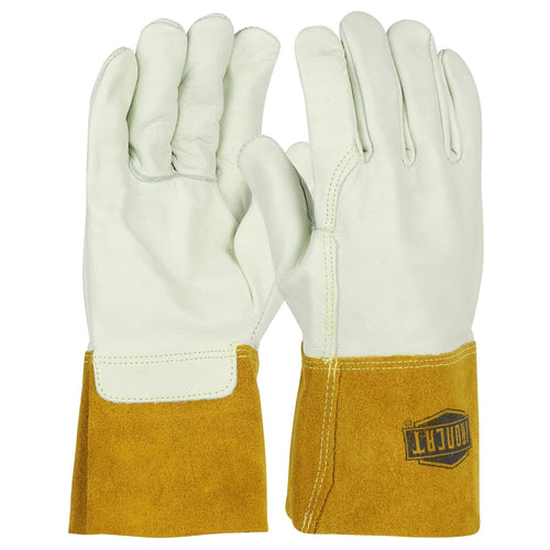Welding Gloves IRONCAT 6010/M, Cowhide, Whte/Gold, PK12