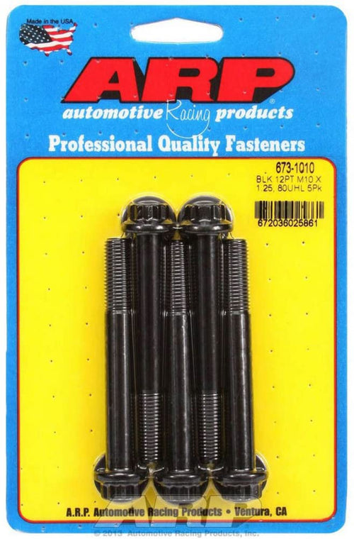 M10 x 1.25 x 80 12pt Black Oxide Bolts ARP (673-1010) (5/pkg)
