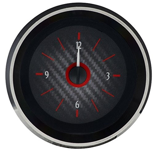 Dakota Digital 63-67 Chevy Corvette Clock Analog Gauge for use with VHX only Carbon Fiber Red Backlighting VLC-63C-VET-C-R