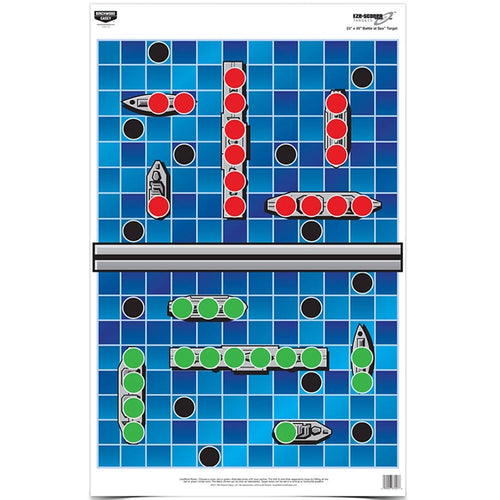 Eze-Scorer Birchwood Casey 23" x 35" Highly Visible Game Shoot-Up Brilliant White Paper Target, Battle at Sea (100 Targets)