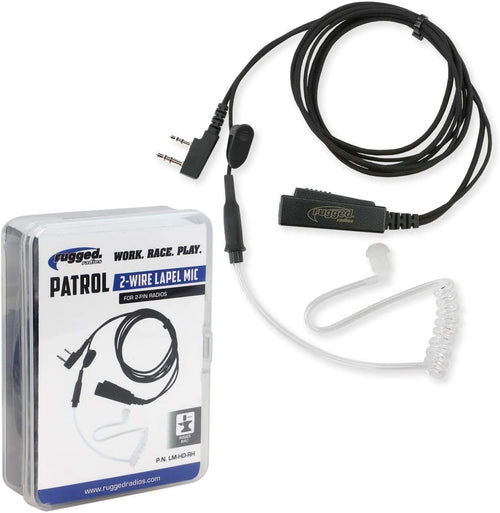 Lapel Mic 2-Wire with Acoustic Ear Tube for Rugged Handheld Radios