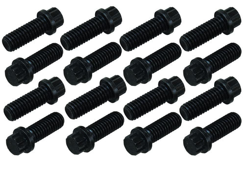 Moroso Header Bolt Kit 38713, Fits Small Block and Big Block Chevy, 3/8-16 x 1" Long, 12 point, Pack of 16