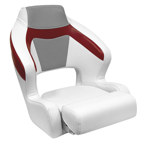 Wise BAJA XL 3338-1774 Bucket Seat with Flip Up Bolster, Brite White/Marble Grey/Dark Red
