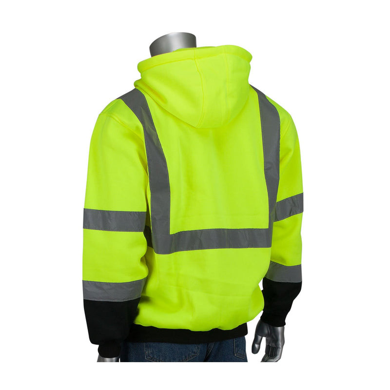 CLASS 3 HOODED SWEATSHIRT, YELLOW/BLACK, FULL ZIP
