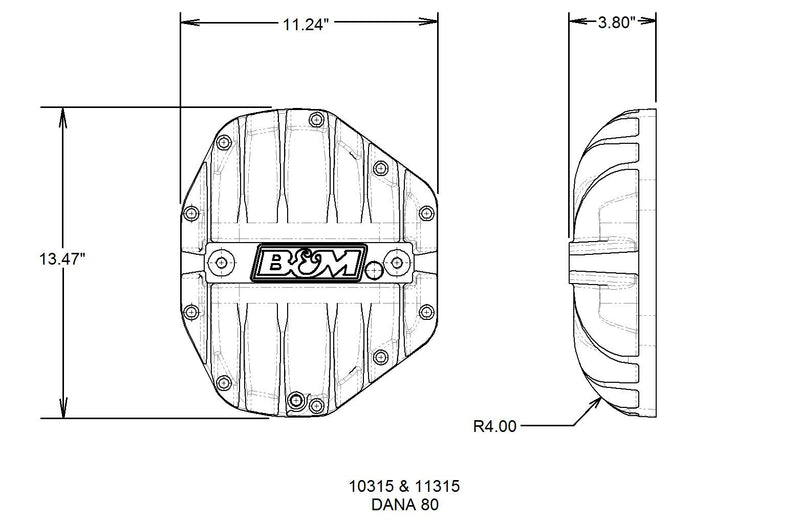Rear End Differential Cover B&M 10315 for Dana 80 Cast Aluminum