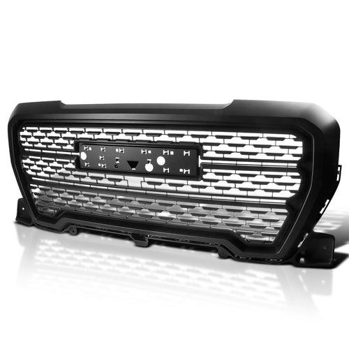 Denali Style Spec-D Tuning Matte Black Front Bumper Hood Upper Grill Grille Compatible with 2019-2021 GMC Sierra 1500