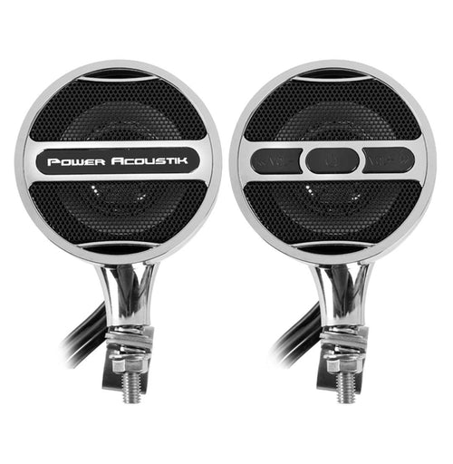 Chrome Power Acoustik Motorcycle Bluetooth Speaker System FM Radio & USB Input