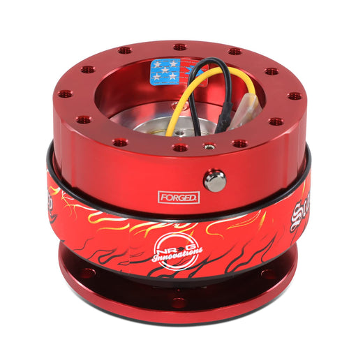 GEN 2.0 NRG Innovations Steering Wheel Quick Release Adapter, With Mounting Bolts & Allen Key, 6 X 70mm / 6 x 74mm Bolt Pattern, Red Body/Red ring with Litteral Collab, NRG-SRK-200RD-LITT