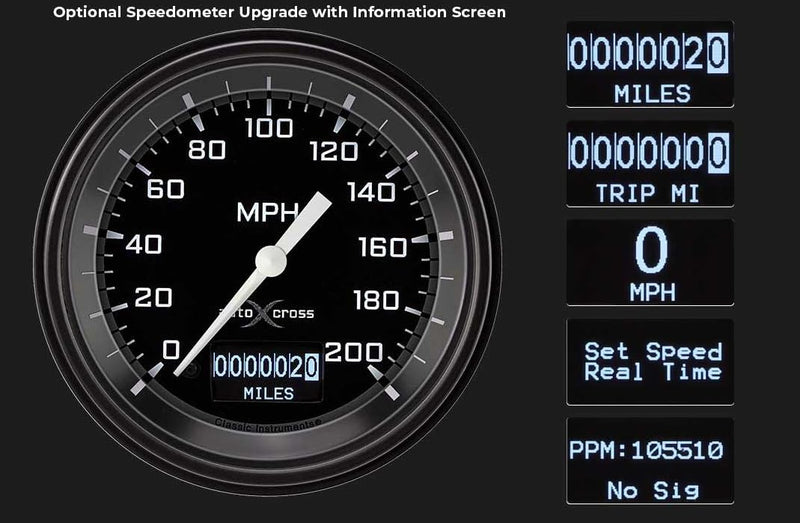 AX57DGBLF Classic Instruments Autocross Gray 3 3/8" Speedometer W/Display
